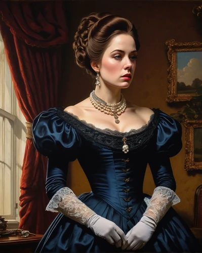victorian lady,portrait of a woman,portrait of a girl,victorian fashion,the victorian era,romantic portrait,victorian style,gothic portrait,jane austen,girl in a historic way,woman sitting,woman holding pie,queen anne,meticulous painting,vintage female portrait,young woman,franz winterhalter,ball gown,young lady,victorian,Art,Artistic Painting,Artistic Painting 30