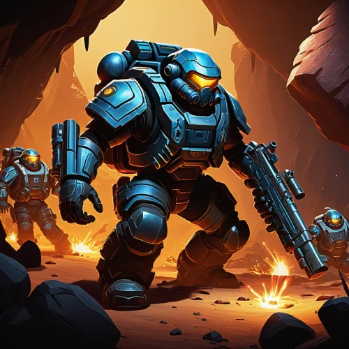 game illustration,war machine,mercenary,game art,mech,steam icon,bot icon,massively multiplayer online role-playing game,bastion,guards of the canyon,cg artwork,sci fiction illustration,enforcer,mecha,robot icon,storm troops,collected game assets,steam release,erbore,robot combat,Illustration,Abstract Fantasy,Abstract Fantasy 22