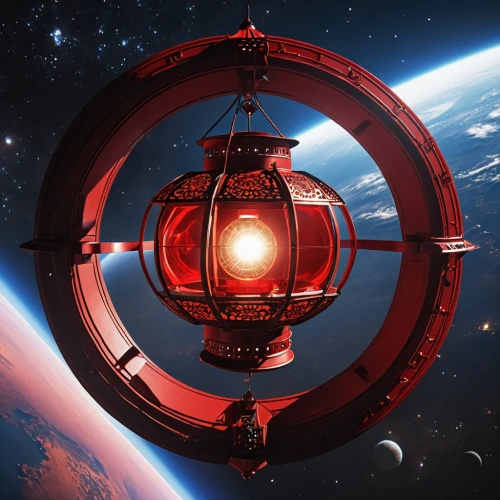 red lantern,armillary sphere,rotating beacon,orb,orbital,circular star shield,heliosphere,spacecraft,plasma bal,time spiral,orrery,space station,red planet,gyroscope,lightship,stargate,copernican world system,orbit,sputnik,life stage icon,Photography,General,Realistic