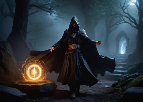 dodge warlock,magus,runes,portal,wizard,cloak,magic grimoire,mage,summoner,spell,sorceress,witch's hat icon,cg artwork,the wizard,debt spell,grimm reaper,undead warlock,hooded man,monk,druid stone,Conceptual Art,Sci-Fi,Sci-Fi 25
