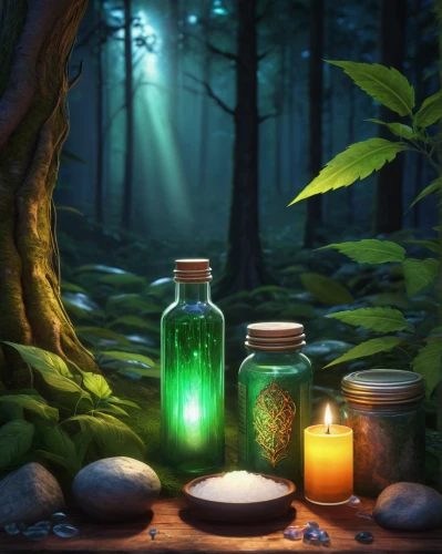 potions,fireflies,forest background,apothecary,naturopathy,alchemy,fantasy picture,ayurveda,lantern,healing stone,tea-lights,green wallpaper,glass jar,green forest,background with stones,cartoon video game background,fairy lanterns,elven forest,bottles of essential oils,energy healing,Photography,Documentary Photography,Documentary Photography 09