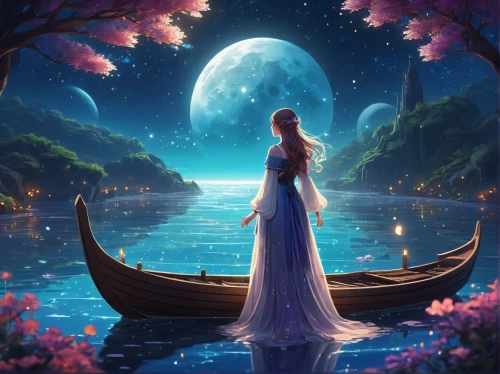 fantasy picture,the night of kupala,moonlit night,mermaid background,fairy tale,moonlight,a fairy tale,fantasia,moonlit,queen of the night,enchanted,seerose,dreams catcher,blue moon rose,fairytale,moon and star background,fantasy art,dream world,constellation swan,fairytales,Illustration,Realistic Fantasy,Realistic Fantasy 36
