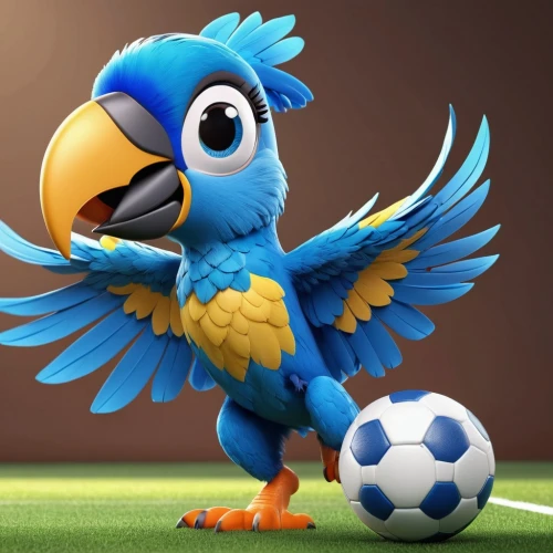 blue parrot,blue and gold macaw,blue macaw,pato,footballer,macaws blue gold,tucan,macaw,blue macaws,soccer player,blue and yellow macaw,stadium falcon,macaw hyacinth,twitter bird,parrot,caique,soccer ball,world cup,football player,children's soccer,Unique,3D,3D Character