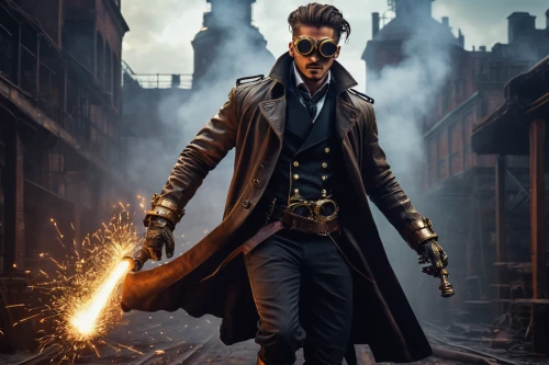 wick,steampunk,overcoat,hook,sherlock holmes,frock coat,the doctor,trench coat,cg artwork,star-lord peter jason quill,sci fiction illustration,assassin,french digital background,game illustration,guy fawkes,digital compositing,action hero,sherlock,old coat,game art,Illustration,Paper based,Paper Based 08