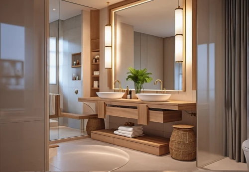 luxury bathroom,modern minimalist bathroom,room divider,modern room,3d rendering,japanese-style room,interior modern design,bathroom cabinet,modern decor,hallway space,walk-in closet,render,3d rendered,dressing table,crown render,beauty room,interior design,penthouse apartment,wooden sauna,interior decoration,Photography,General,Realistic