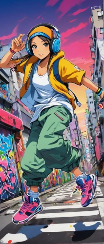 anime japanese clothing,graffiti art,colorful city,hip-hop,hiphop,anime cartoon,street sports,play street,artistic roller skating,anime 3d,hip hop,world digital painting,hip hop music,grafitty,graffiti,hip-hop dance,street dance,anime,street fashion,skater,Illustration,Japanese style,Japanese Style 04