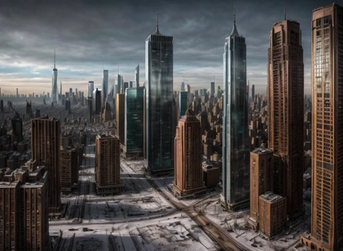 metropolis,dystopian,skyscrapers,high-rises,high rises,tall buildings,urban towers,urbanization,city blocks,destroyed city,skyscapers,city buildings,post-apocalyptic landscape,cityscape,metropolises,black city,city cities,cities,skycraper,city skyline