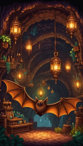 lantern bat,halloween background,big brown bat,bats,bat,tropical bat,cartoon video game background,hanging bat,halloween border,halloween illustration,bat smiley,game illustration,vampire bat,halloween scene,fairy village,fantasy picture,fairy world,gas lamp,devilwood,fantasy world,Illustration,Realistic Fantasy,Realistic Fantasy 13