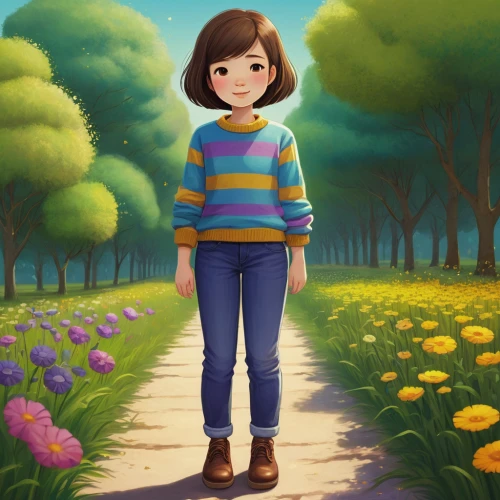 springtime background,spring background,girl in flowers,flower background,cute cartoon character,field of flowers,tulip festival,cute cartoon image,chara,clover meadow,agnes,girl picking flowers,portrait background,blooming field,meadow in pastel,colorful daisy,tulip background,walk in a park,spring leaf background,autumn background,Illustration,Abstract Fantasy,Abstract Fantasy 17