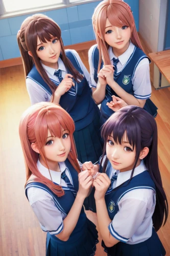 quartet in c,friendly three,love live,hands holding,bulli,kotobukiya,group photo,circle of friends,x3,lily family,mc,steam release,three friends,together and happy,sonoda love live,heart with hearts,kawaii children,4,action-adventure game,joining together,Illustration,Retro,Retro 02