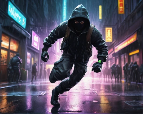 cyberpunk,pedestrian,cg artwork,game art,assassin,robber,mobile video game vector background,game illustration,walking in the rain,mute,renegade,action-adventure game,background images,bandit theft,monsoon banner,hooded man,play escape game live and win,a pedestrian,electro,world digital painting,Illustration,Realistic Fantasy,Realistic Fantasy 19