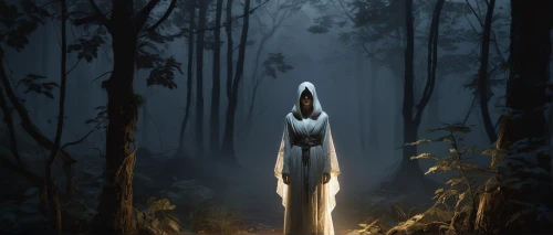 light bearer,the nun,slender,the white torch,totem,ballerina in the woods,shamanic,sci fiction illustration,digital painting,the pillar of light,the wanderer,encounter,cloak,priestess,torch-bearer,world digital painting,apparition,spirits,abduction,hooded man,Conceptual Art,Oil color,Oil Color 01