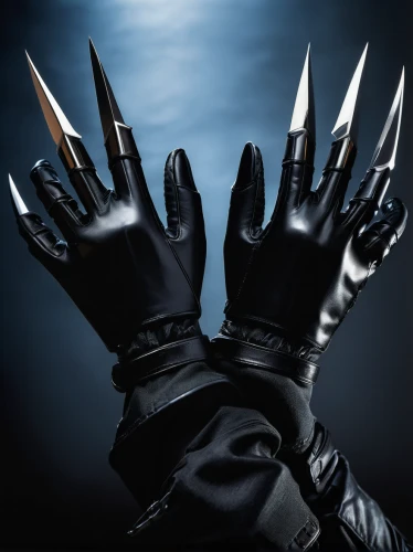 claws,gloves,formal gloves,latex gloves,skeleton hand,knives,bicycle glove,glove,wolverine,huntsman,kitchenknife,blades,safety glove,blade,giant hands,hunting knife,warning finger icon,spikes,old hands,gauntlet,Illustration,Abstract Fantasy,Abstract Fantasy 17