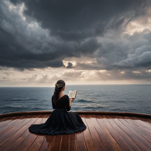 girl on the boat,at sea,adrift,publish a book online,on a yacht,open sea,seafaring,the endless sea,ship travel,the horizon,boat landscape,publish e-book online,navigation,conceptual photography,sailing,boat on sea,distance learning,contemplation,cloud computing,remote work,Photography,General,Natural
