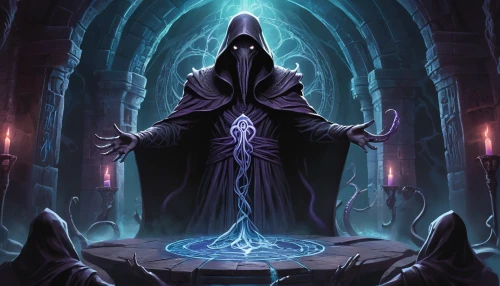 game illustration,sepulchre,magus,dodge warlock,grimm reaper,magic grimoire,sorceress,the abbot of olib,mage,hall of the fallen,portal,magistrate,debt spell,candlemaker,death god,priestess,the collector,collectible card game,undead warlock,chess piece,Unique,Design,Infographics