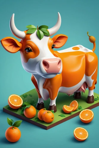 cow icon,zebu,cow,dairy cow,alpine cow,oxen,bovine,horns cow,valencia orange,mandarin orange,milk cow,red holstein,ox,vector illustration,mandarin,mother cow,fresh orange juice,moo,cow cheese,orange blossom,Unique,3D,Isometric