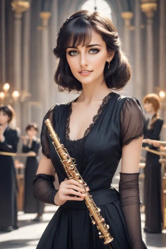 flautist,flute,woodwind instrument,western concert flute,the flute,clarinetist,opera glasses,wind instrument,block flute,gold trumpet,trumpet gold,miss circassian,vienna horn,soprano,mary-gold,brass instrument,oboist,transverse flute,clarinet,tuba,Photography,Realistic