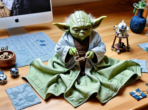 yoda,desk accessories,tabletop photography,playmat,tea zen,model kit,tabletop game,3d figure,jedi,desk organizer,play figures,toy photos,gyokuro,sew on and sew forth,zen master,collectible action figures,plug-in figures,game figure,collectibles,figurines,Photography,General,Realistic