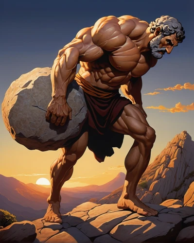 strongman,sparta,hercules,greek,balanced boulder,pankration,hanuman,body-building,paleolithic,barbarian,stone man,muscular,biblical narrative characters,discobolus,mount vesuvius,muscle man,body building,neanderthal,bordafjordur,minotaur,Illustration,Children,Children 01