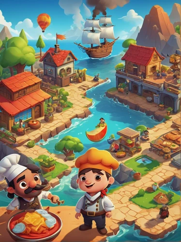 popeye village,pirate treasure,mushroom island,game illustration,collected game assets,seaside country,islands,nautical banner,fishing village,gnomes at table,delight island,game art,sicilian cuisine,floating islands,food icons,oktoberfest background,french digital background,gastronomy,lavezzi isles,food and cooking,Art,Classical Oil Painting,Classical Oil Painting 24