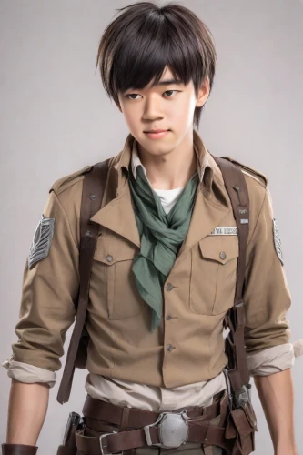 scout,military uniform,cosplayer,tan chen chen,cosplay image,boy scouts of america,detective conan,park ranger,boy scouts,khaki,brown sailor,sheriff,main character,khaki pants,kame sennin,3d figure,park staff,model train figure,monkey soldier,jin deui,Photography,Realistic