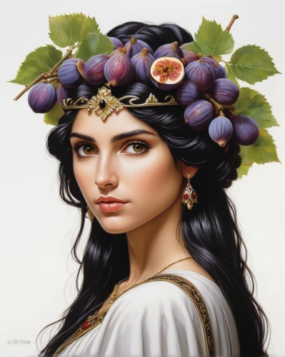 jasmine-flowered nightshade,solanum,assyrian,jasmin-solanum,grapes goiter-campion,bouguereau,elderberry,girl in a wreath,grape harvest,grapes icon,thracian,wine grape,nightshade plant,grapevines,deadly nightshade,laurel wreath,sacred fig,isabella grapes,artemisia,grape seed oil,Conceptual Art,Fantasy,Fantasy 30