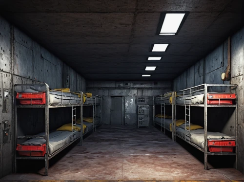 fallout shelter,the morgue,bunker,mining facility,kennel,vault,penumbra,underground garage,dormitory,warehouse,empty factory,cargo containers,bus garage,cargo car,underground car park,basement,loading dock,storage,air-raid shelter,garage,Conceptual Art,Daily,Daily 07