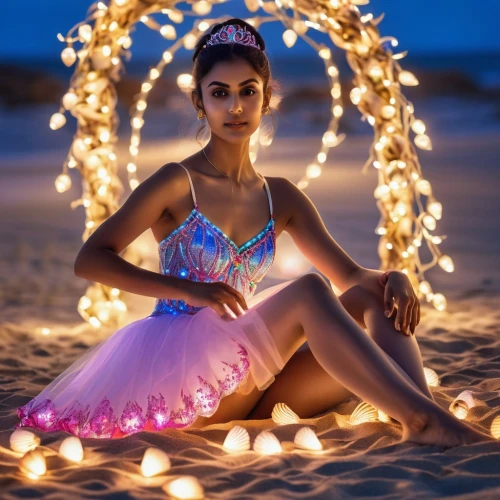 christmas on beach,fairy lights,quinceañera,diwali festival,diwali,hula,beach moonflower,luau,quinceanera dresses,moana,luminous garland,indian bride,girl in a wreath,lightpainting,light painting,indian girl,romantic look,drawing with light,fairy lanterns,neon body painting,Photography,General,Realistic