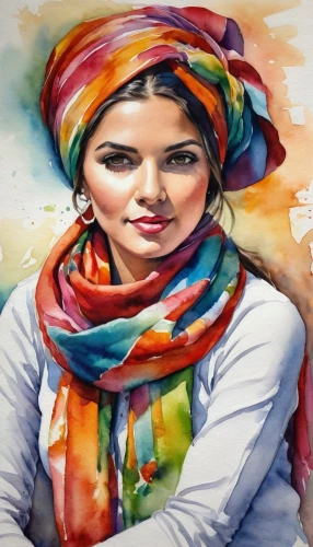 watercolor women accessory,headscarf,watercolor painting,girl in cloth,girl with cloth,boho art,fabric painting,watercolor pencils,oil painting on canvas,watercolor paint,art painting,hijab,colour pencils,photo painting,muslim woman,turban,watercolor,oil painting,color pencils,indian woman,Illustration,Paper based,Paper Based 24