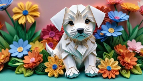 easter dog,flower animal,easter décor,sealyham terrier,bunny on flower,paper art,easter decoration,bull terrier (miniature),english white terrier,cartoon flowers,west highland white terrier,flower art,tibet terrier,fox terrier,dogo argentino,miniature fox terrier,chilean fox terrier,canine rose,garden decoration,toy dog,Photography,General,Realistic