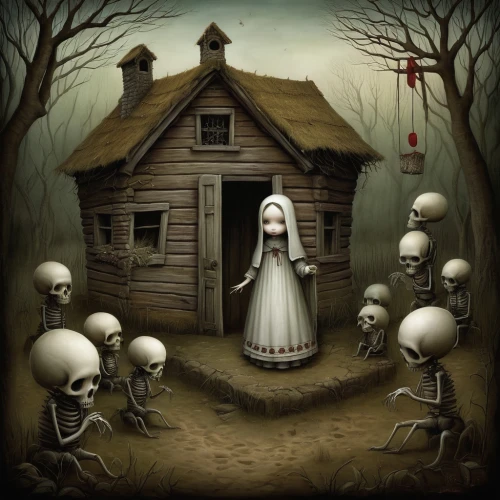haunted house,the haunted house,witch house,creepy house,witch's house,dance of death,skeleton key,dead bride,ghost castle,danse macabre,haunted,doll's house,the witch,haunted cathedral,gothic portrait,marionette,halloween illustration,dark art,doll house,haunted castle,Illustration,Abstract Fantasy,Abstract Fantasy 06