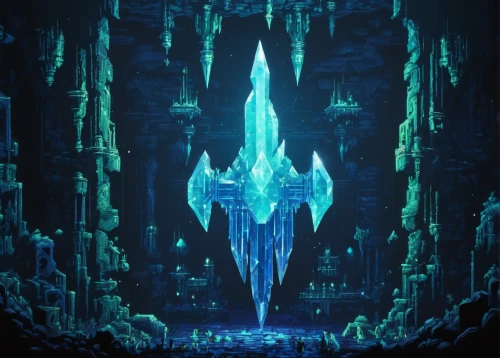 ice castle,ice planet,chasm,portal,water-the sword lily,crystalline,blue cave,hall of the fallen,fantasia,pixel art,excalibur,underworld,the blue caves,descent,ice cave,ice crystal,end-of-admoria,blue caves,ori-pei,background image,Unique,Pixel,Pixel 04