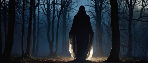 hooded man,slender,grimm reaper,cloak,the nun,chess piece,hooded,apparition,grim reaper,the witch,totem,dark art,light bearer,sleepwalker,an anonymous,the ghost,pall-bearer,black forest,mysterious,specter,Illustration,Abstract Fantasy,Abstract Fantasy 18