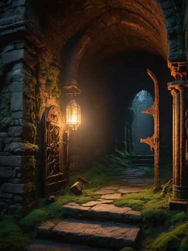 threshold,the mystical path,hollow way,archway,dungeon,3d render,the threshold of the house,dungeons,hall of the fallen,ambient lights,pathway,games of light,fantasy landscape,visual effect lighting,labyrinth,3d rendered,the path,myst,witch's house,3d fantasy,Photography,General,Fantasy
