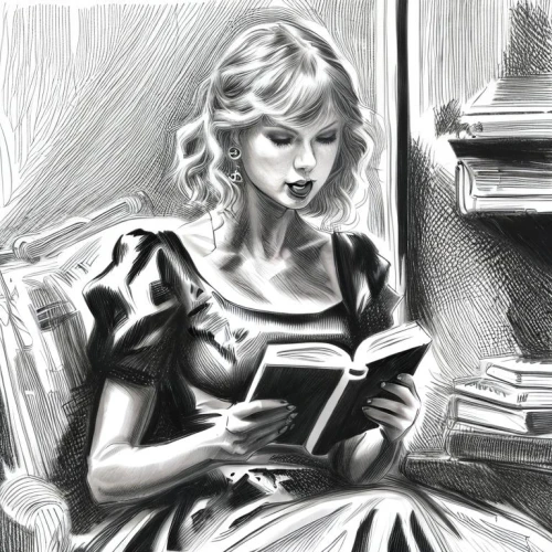 girl studying,blonde woman reading a newspaper,librarian,vintage drawing,bookworm,reading,sci fiction illustration,vintage illustration,author,girl drawing,book illustration,study,digital drawing,writing-book,retro 1950's clip art,read a book,women's novels,little girl reading,hand-drawn illustration,child with a book,Design Sketch,Design Sketch,Character Sketch