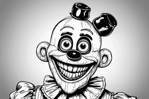 creepy clown,horror clown,scary clown,clown,caricature,rodeo clown,caricaturist,ringmaster,ventriloquist,cartoon character,puppet,toons,ronald,mime,clowns,disney character,cartoonist,joker,obama,circus,Illustration,Black and White,Black and White 04