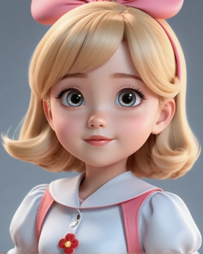 cute cartoon character,disney character,doll's facial features,fairy tale character,female doll,kotobukiya,porcelaine,3d model,alice,3d rendered,artist doll,3d figure,monchhichi,doll's head,painter doll,frula,stylized macaron,pinocchio,bonbon,doll paola reina,Unique,3D,3D Character