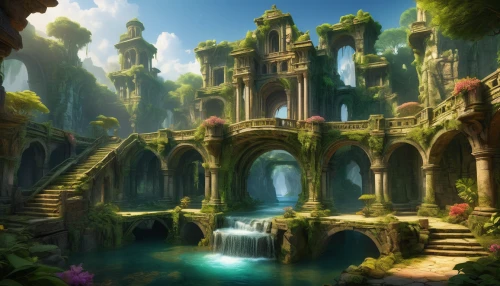 fantasy landscape,ancient city,fantasy picture,druid grove,ruins,fantasy art,3d fantasy,the ruins of the,fairy world,fairy village,hall of the fallen,arcanum,castle ruins,castle of the corvin,water castle,imperial shores,underwater oasis,fantasy world,mausoleum ruins,fantasy city,Art,Classical Oil Painting,Classical Oil Painting 06