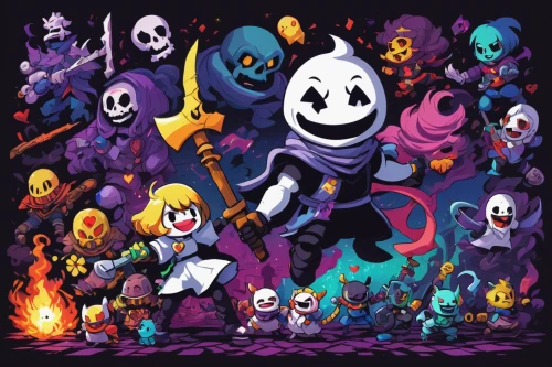 halloween icons,halloween poster,halloween wallpaper,halloween ghosts,game characters,plush figures,halloween background,dark world,stick children,skeletons,party icons,stick kids,violet family,fractale,crown icons,plush dolls,characters,halloween banner,pixel art,baby icons,Illustration,American Style,American Style 06