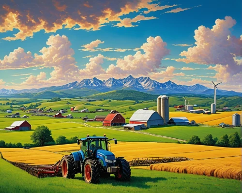 farm landscape,rural landscape,agriculture,farm background,field of cereals,agricultural,tractor,farm tractor,landscape background,farms,montana,rural,farmland,farmlands,aggriculture,farming,agricultural machinery,agroculture,vegetables landscape,farmers,Illustration,Realistic Fantasy,Realistic Fantasy 05