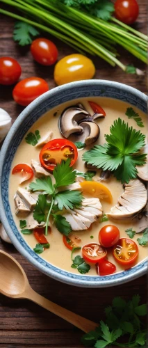 asian soups,cream of mushroom soup,ezogelin soup,vitello tonnato,chicken pho soup,chinese sour spicy soup,avgolemono,cabbage soup diet,thai curry,uttapam,baba ghanoush,tom kha kai,ful medames,taramasalata,vegetable broth,hot and sour soup,mediterranean cuisine,ginseng chicken soup,mediterranean diet,manchow soup,Illustration,Japanese style,Japanese Style 17