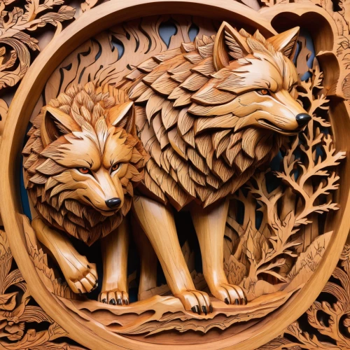 wood carving,carved wood,lion capital,two lion,forest king lion,carved,wood art,lion,patterned wood decoration,heraldic animal,art deco ornament,carvings,stone carving,the court sandalwood carved,decorative element,lionesses,ornamental wood,lion fountain,lions couple,ornament,Illustration,Japanese style,Japanese Style 04