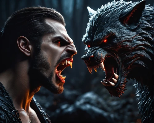 werewolf,werewolves,two wolves,wolfman,wolves,the wolf pit,blood hound,warrior and orc,wolf hunting,wolf,howling wolf,witcher,confrontation,snarling,predation,daemon,howl,artus,anger,cordoba fighting dog,Photography,General,Fantasy