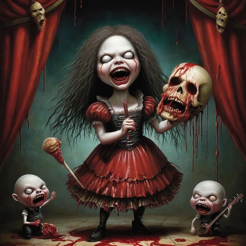 killer doll,doll head,dance of death,marionette,it,little girl with balloons,doll's head,the little girl,doll's festival,dolls,macabre,gore,horror clown,jigsaw,puppeteer,kids illustration,bloody mary,puppet,the haunted house,dark art,Illustration,Abstract Fantasy,Abstract Fantasy 06