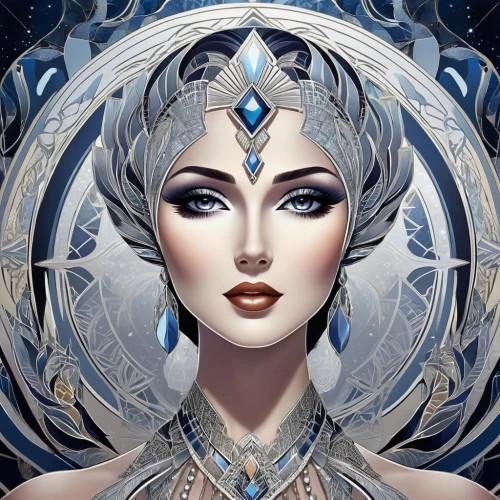 the snow queen,ice queen,blue enchantress,horoscope libra,zodiac sign libra,priestess,zodiac sign gemini,fantasy art,white rose snow queen,fantasy portrait,art deco woman,fantasy woman,sorceress,andromeda,star mother,ice princess,aquarius,the zodiac sign pisces,virgo,horoscope pisces,Illustration,Vector,Vector 16