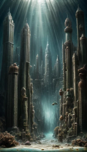 ancient city,fantasy city,atlantis,black city,imperial shores,futuristic landscape,fantasy landscape,destroyed city,alien world,fantasy world,post-apocalyptic landscape,fantasy picture,alien planet,water castle,ice castle,the ruins of the,metropolis,arcanum,hall of the fallen,3d fantasy