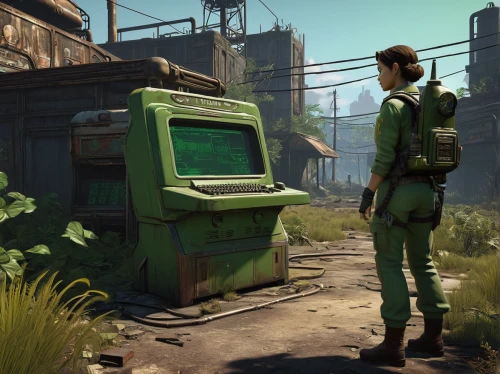fallout4,courier box,rust truck,salvage yard,poison plant in 2018,cargo containers,refinery,croft,post apocalyptic,action-adventure game,vendor,uaz patriot,fresh fallout,metal rust,fallout,adventure game,industries,videogames,industrial ruin,wasteland,Illustration,Japanese style,Japanese Style 15