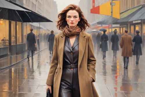 overcoat,woman walking,woman in menswear,oil painting on canvas,long coat,woman shopping,woman thinking,pedestrian,the girl at the station,oil painting,a pedestrian,black coat,world digital painting,vesper,city ​​portrait,businesswoman,bussiness woman,white-collar worker,woman at cafe,sprint woman,Digital Art,Poster