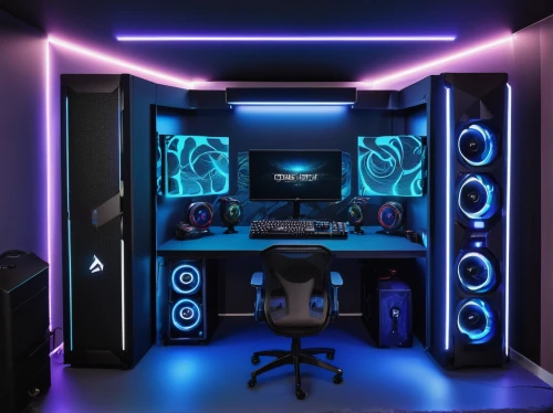 music workstation,computer workstation,fractal design,music studio,computer room,workstation,monitor wall,computer desk,creative office,desk,studio monitor,setup,great room,working space,studio ice,work space,rig,aqua studio,purple wallpaper,pc,Illustration,Abstract Fantasy,Abstract Fantasy 07