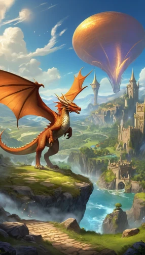 charizard,fantasy picture,fantasy landscape,heroic fantasy,fantasy art,gryphon,skylander giants,dragons,3d fantasy,hot-air-balloon-valley-sky,fantasy world,dragon,painted dragon,dragon fire,dragon of earth,dragon bridge,draconic,dragon li,elves flight,game illustration,Illustration,Realistic Fantasy,Realistic Fantasy 01